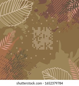 pañuelo marrón con estampado floral abstracto
