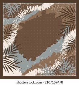 brown scarf with palm leaf design