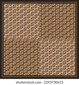 Brown scarf pattern with ornament design. Silk scarves