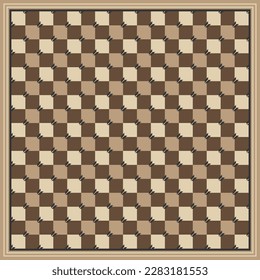 Brown scarf pattern with square ornament design. Elegant scarves motifs