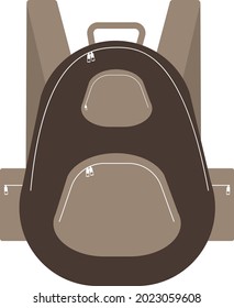 Bolso escolar marrón, ilustración, vector sobre fondo blanco.