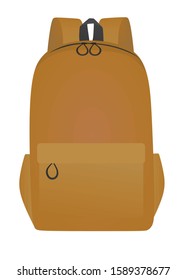 Brown school bag. vector illustration