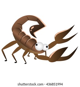 Brown Scorpion with bulging eyes. Vector.