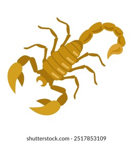 Brown scorpion on white background. Crustacean illustration.