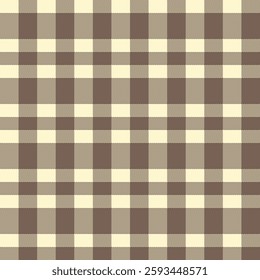 Brown Scotland textile seamless pattern. Fabric texture check tartan plaid. Abstract geometric background for cloth, card, fabric. Monochrome graphic repeating design. Modern squared ornament.