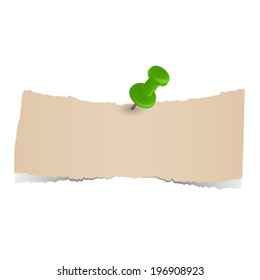 brown scraps of paper with pin