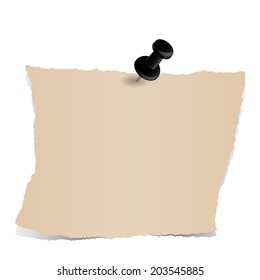 brown scraps of paper with pin