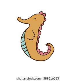 brown sea horse icon stock, vector illustration design image