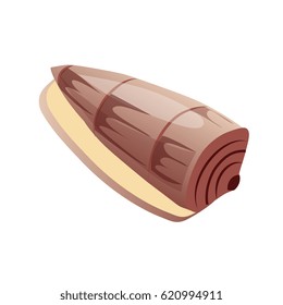 Brown sea spiral sink, an empty shell of a sea mollusk. Colorful cartoon illustration