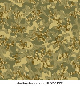 Brown Seamless Abstract Vector Background. Green Repeated Monochrome Vector Art. Desert Repeated Color Graphic Clouds. Camouflage Vector Autumn Camouflage Seamless Pattern. Green