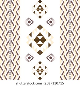 Brown seamless African, Navajo, native American pattern ethnic ornament on the carpet. Aztec style. Tribal motif. Vector illustration for wallpaper, curtains, and textiles.