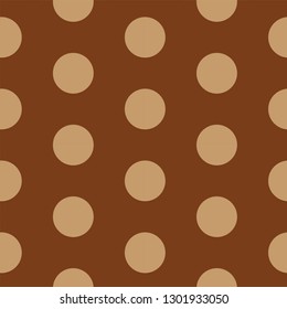  Brown seamless background with Big polka dot pattern. Vector illustration.