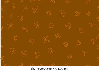 brown seamless background, outline of leafs