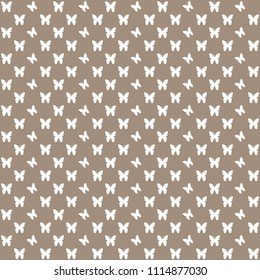 Brown seamless butterfly pattern, butterflies vector background