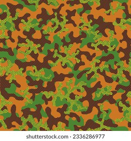 Brown Seamless Circle Vector Camouflage. Camouflage Background Autumn Seamless Abstract Vector Wallpaper. Desert Repeated Fashion Graphic Art. Green Camouflage Seamless Pattern. Camoflage