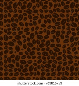 Brown seamless coffee pattern. Coffee beans. Cartoon simple style. Vector illustration in eps 10.
