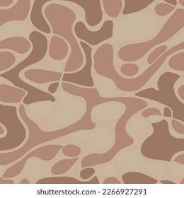Brown Seamless Color Organic Illustration Background. Pastel Repeated Abstract Tropic Set, Seamless Texture. Dark Endless Creative Trendy Element Print. 