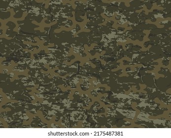 Brown Seamless Color Vector Army Art. Repeated Dark Monochrome Graphic Commando Textile.  Desert Repeated Fashion Graphic Camouflage Design. Seamless Beige Vector Soldier Print. 