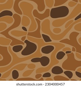 Brown Seamless Decoration Tropic Scribble Vector. Beige Repetitive Doodle Modern Decor, Seamless Backdrop. Khaki Repeated Summer Artistic Leaves Design. 