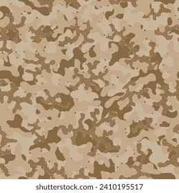 Brown Seamless Digital Vector Background. Camouflage Digital Green Camouflage Seamless Pattern. Autumn Seamless War Vector Design. Beige Repeated Soldier Graphic Print. Camoflage