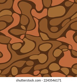 Brown Seamless Doodle Isolated Illustration Vector. Green Endless Nature Simple Artwork, Seamless Backdrop. Pastel Repetitive Summer Organic Shape Art. 