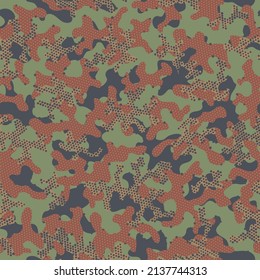 Fondo Gráfico de semitono marrón sin foco. Nubes gráficas del Ejército sin Marea del Desierto. Patrón de vectores militares repetidos Beige. Patrón sin foco de camuflaje de otoño. Camouflage Paint Camoflage