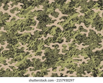 Marrón Seamless Modern Graphic Commando Fondo. Patrón repetido de Vector de Moda Negra.  Impresión gráfica de camo verde y transparente. Repetidas imágenes de camuflaje de vectores oscuros. 