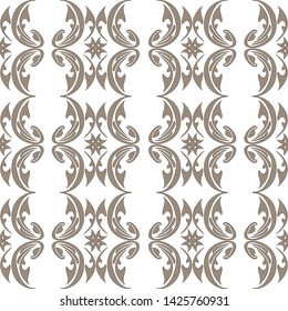 Brown seamless pattern of abstract elements on a white background