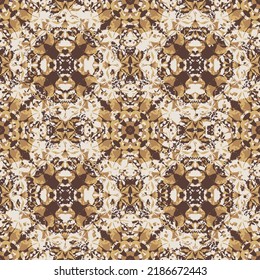 Brown seamless pattern. Artistic delicate soap bubbles. Lace hand drawn textile ornament. Kaleidoscope mandala lingerie print. 
