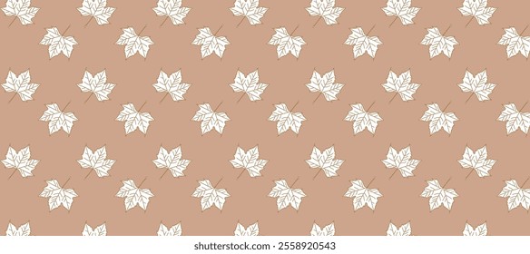 Brown seamless pattern with autumn maple leaves