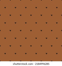 Brown seamless pattern with black hearts