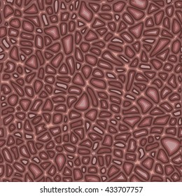 Brown seamless pattern with decorative stones. Vector illustration. 