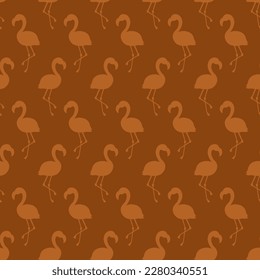 Brown seamless pattern with flamingo shape