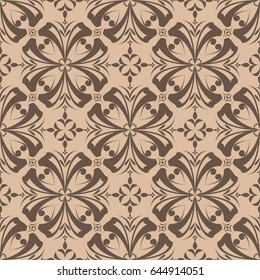 Brown seamless pattern. Floral abstract background