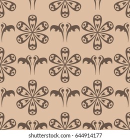 Brown seamless pattern. Floral abstract background