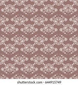 Brown seamless pattern. Floral abstract background
