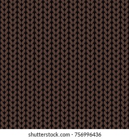 Brown seamless pattern of knitting. Vector image.