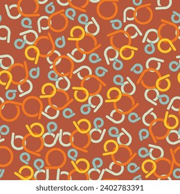 Brown seamless pattern made from multi-colored knitting markers
