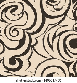 Brown seamless pattern of spirals and curls with torn uneven edges. EPS 10