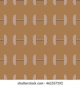 Brown seamless pattern with sport dumbbells.