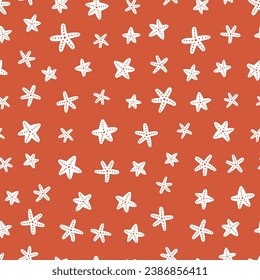 Brown seamless pattern with starfish