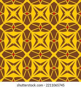 Brown Seamless Pattern with Tribal Shape. Pattern designed in Ikat, Aztec, Moroccan, Thai, Luxury Arabic Style. Ideal for Fabric Garment, Ceramics, Wallpaper. Vector Illustration.