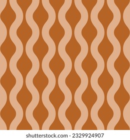 Brown seamless pattern with vertical wavy lines