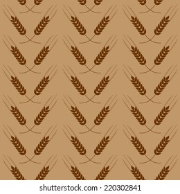 Brown seamless pattern with wheat