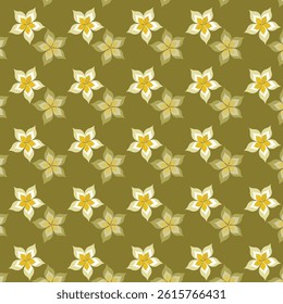 Brown seamless pattern with white abstract floral design.
