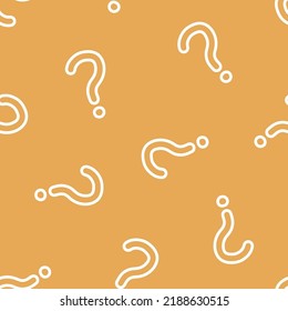 Brown seamless pattern with white outline question marks