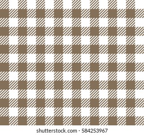 Brown seamless table cloth with plaid gingham picnic pattern.