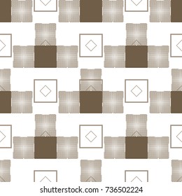 Brown seamless table cloth with plaid gingham picnic pattern.