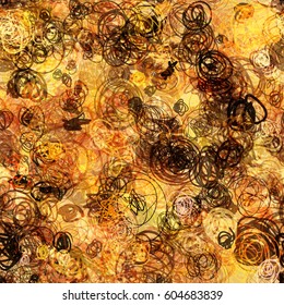 Brown seamless texture from curved lines. Hand drawn elements
