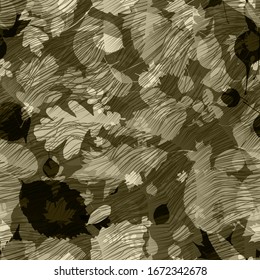 Brown seamless texture with leaves and lines. Floral pattern. Abstract vector background for web page, banners backdrop, fabric, home decor, wrapping